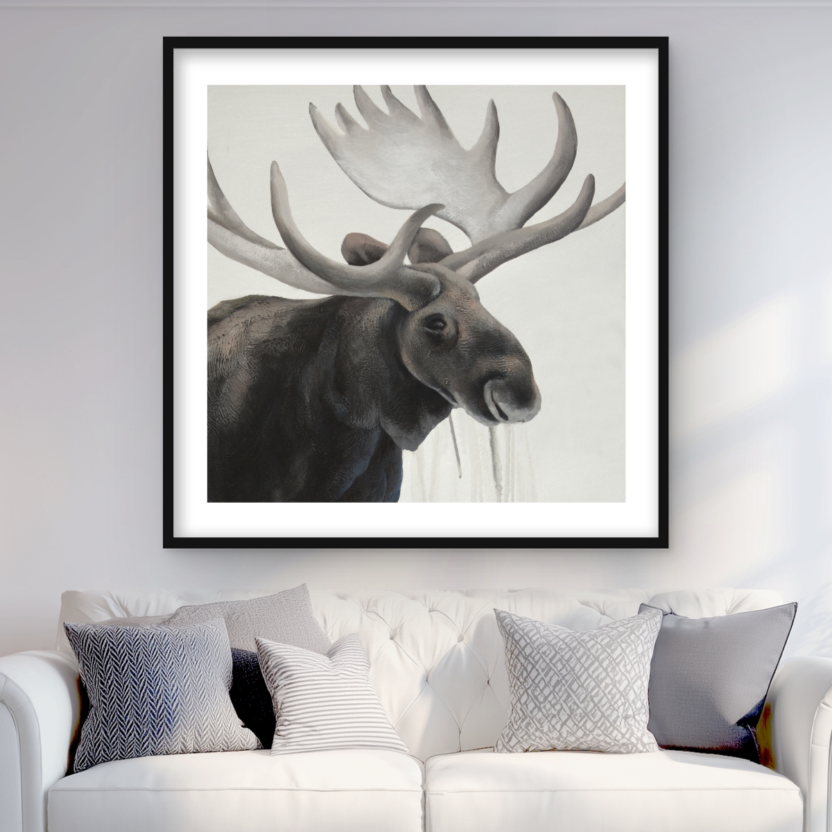 C1FM3636NWFK4I 36 x 36 in. Rustic Moose - Scandinavian Beige Framed Matted Print Decor