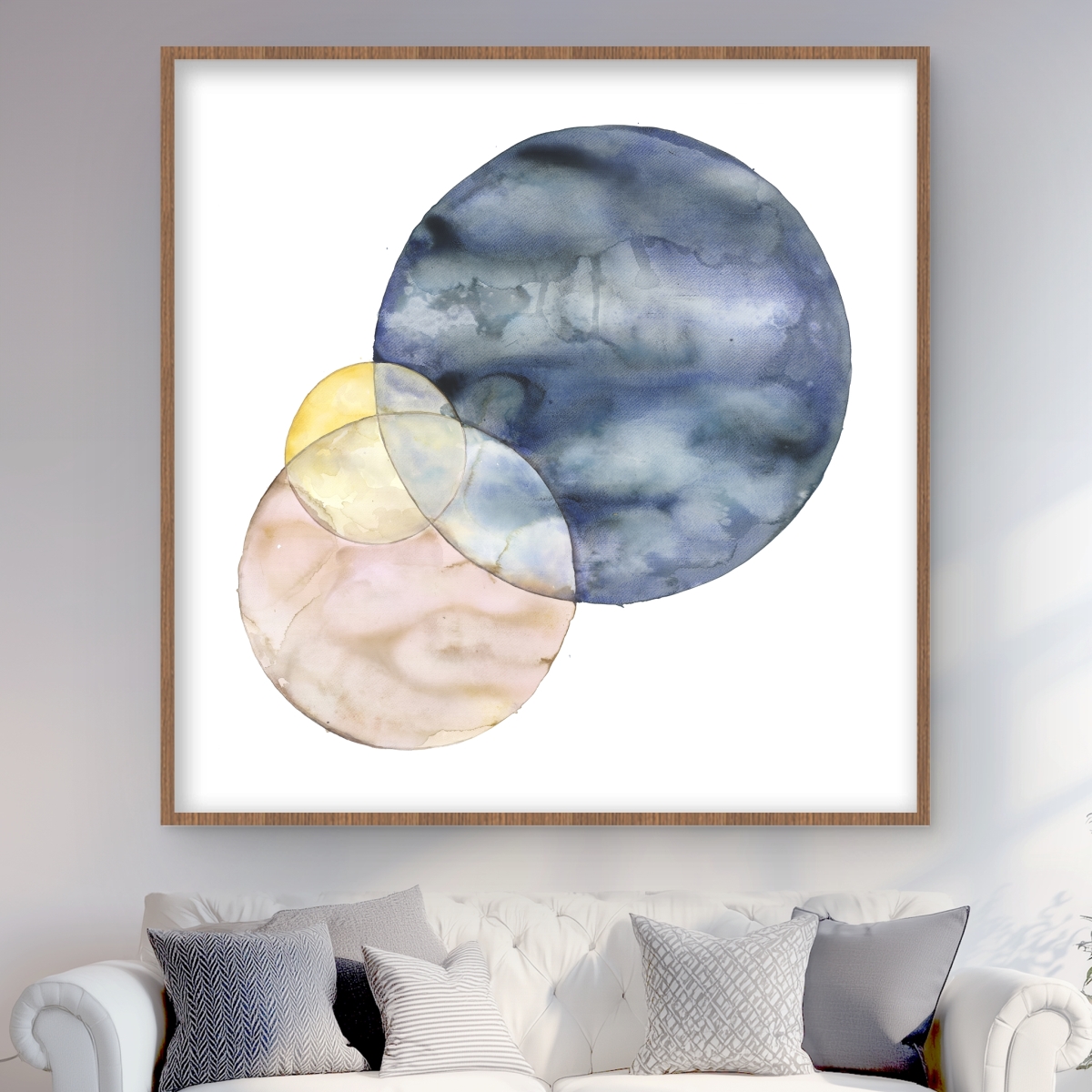 C1FM48480XG9OH 48 x 48 in. Circles - Patterns Hygge Framed Matted Print for Home Decor