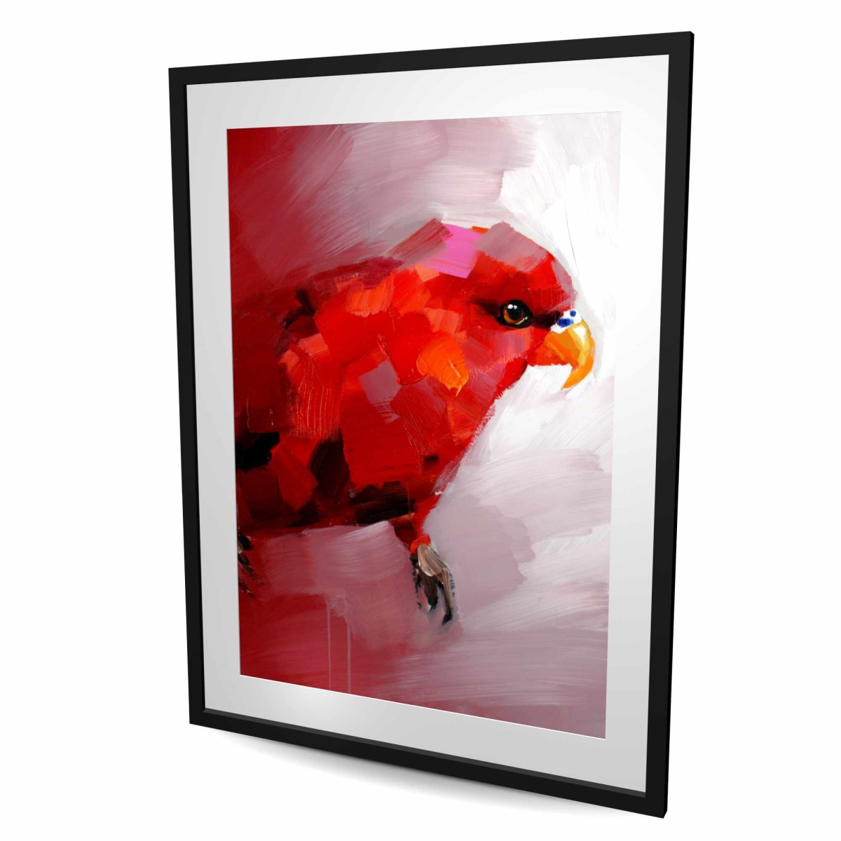 C1FM3648X9EVOK 36 x 48 in. Abstract Red Parrot - Framed Matted Print for Home Decor