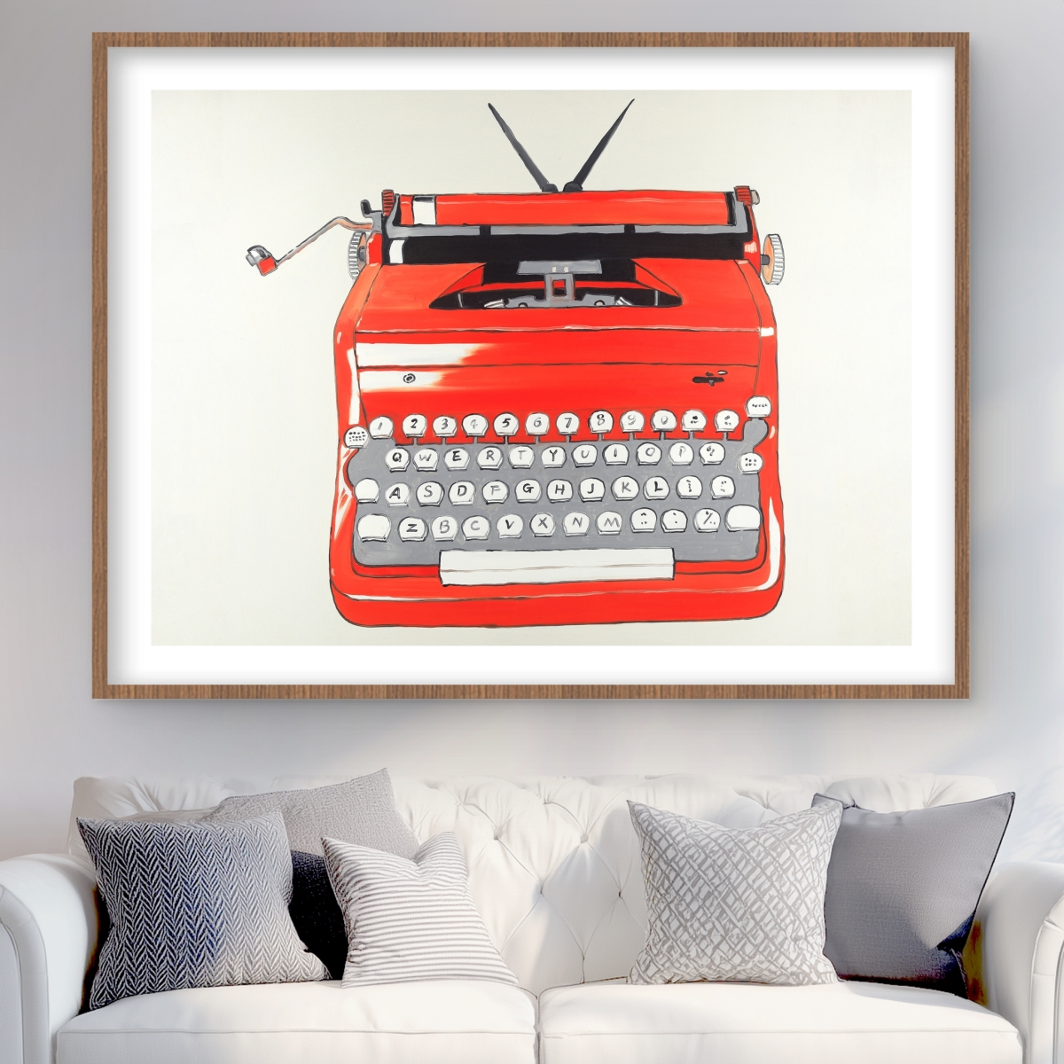 C1FM3648XCZQWE 36 x 48 in. Red Typewriter Machine Print - Framed Matted Home Decor