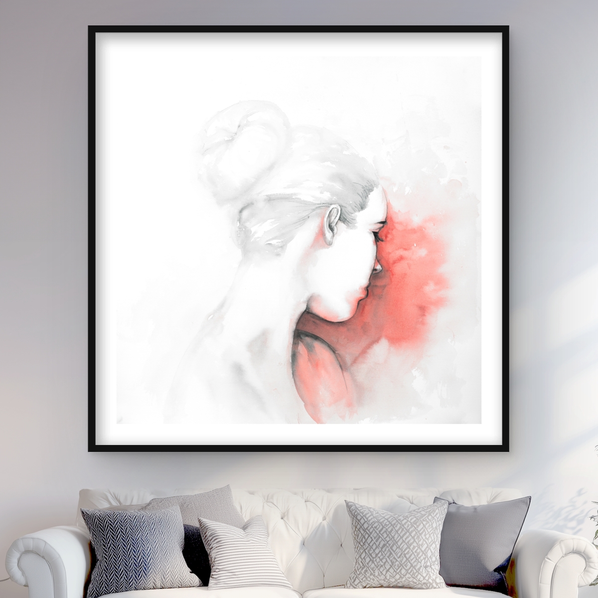 C1FM484868FSBZ 48 x 48 in. Pastel Woman - Figurative Framed Print for Home Decor