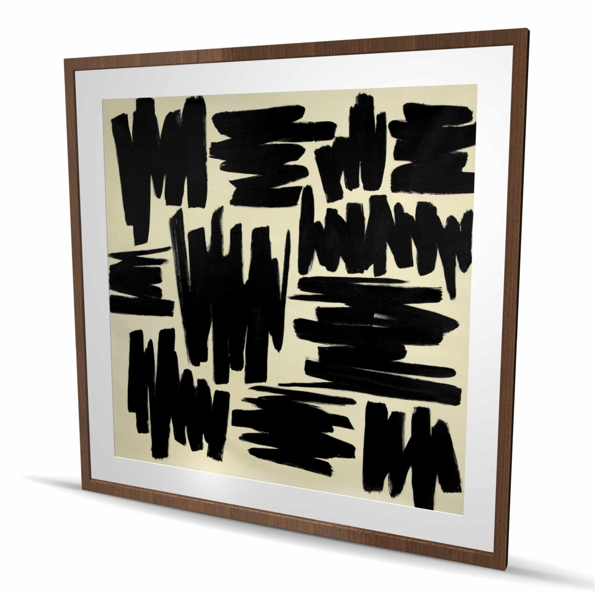 C1FM48486K1N7Q 48 x 48 in. Deconstructed Stripes - Shapes Abstract Framed Matted Print