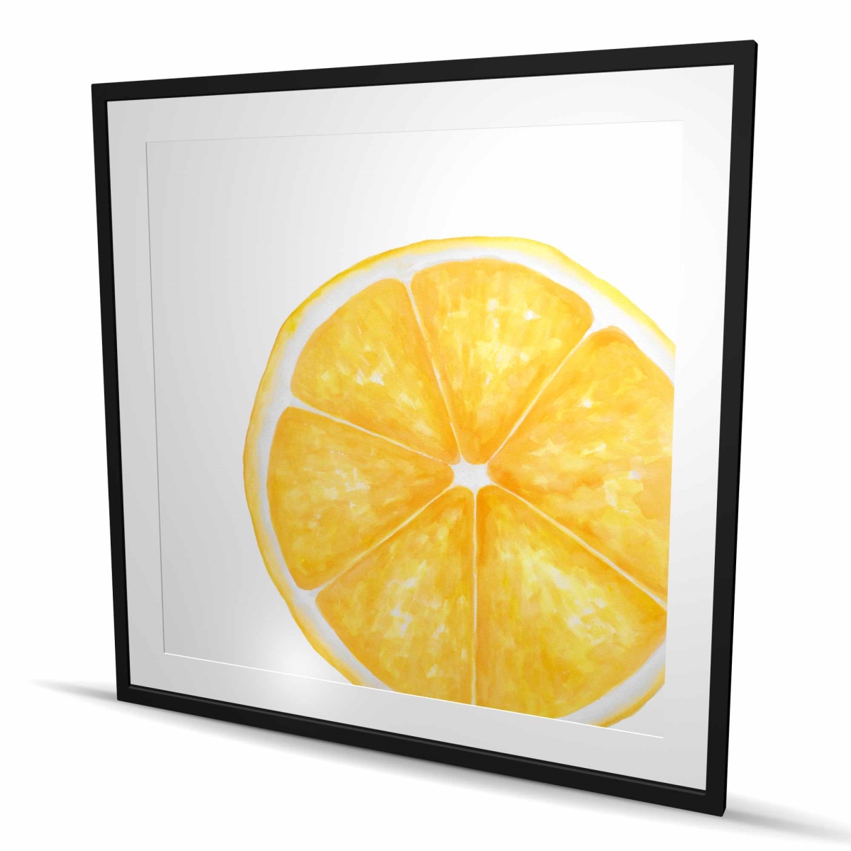 C1FM4848E1W1SS 48 x 48 in. Lemon Slice - Food Still Life Framed Matted Print for Decor