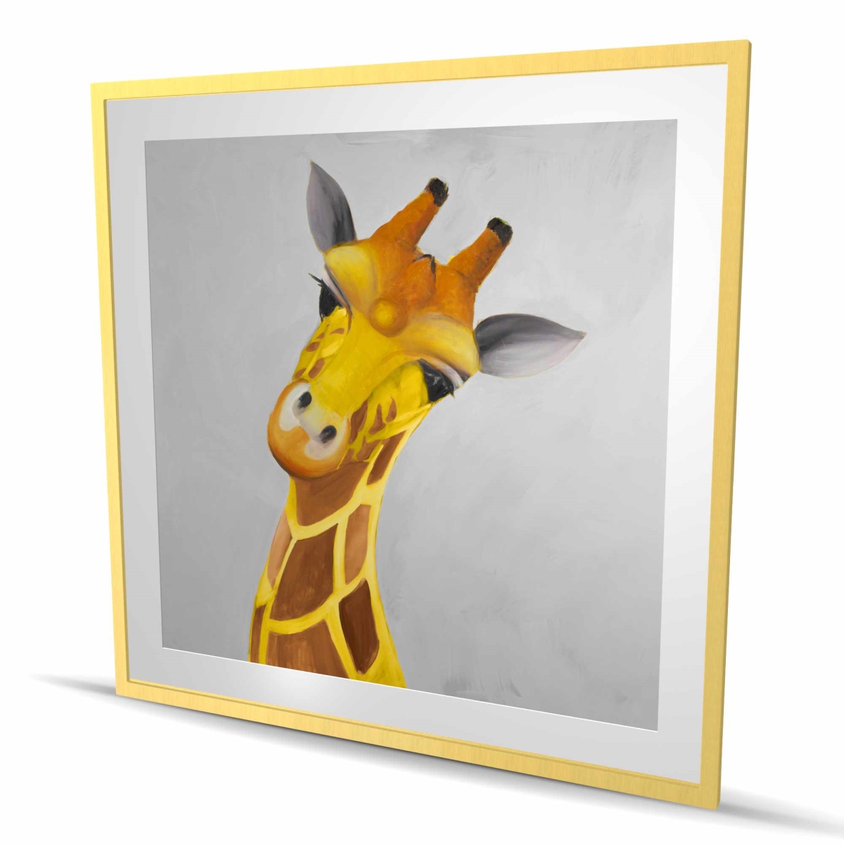 C1FM48488IUHIS 48 x 48 in. Curious Giraffe - Wildlife Animals Framed Matted Print Decor