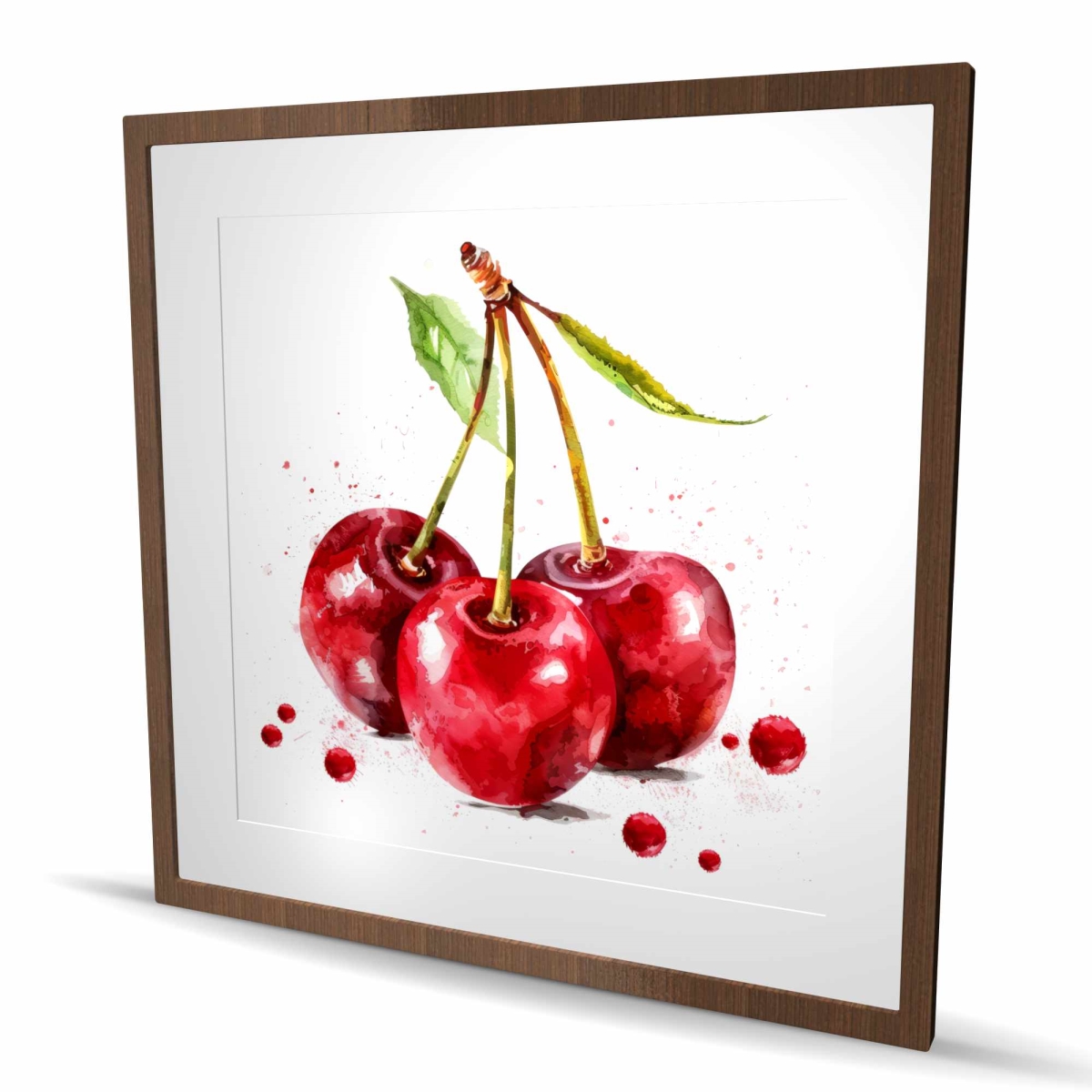 C1FM3636QC14D0 36 x 36 in. Cherries - White Framed Matted Print for Home Decor