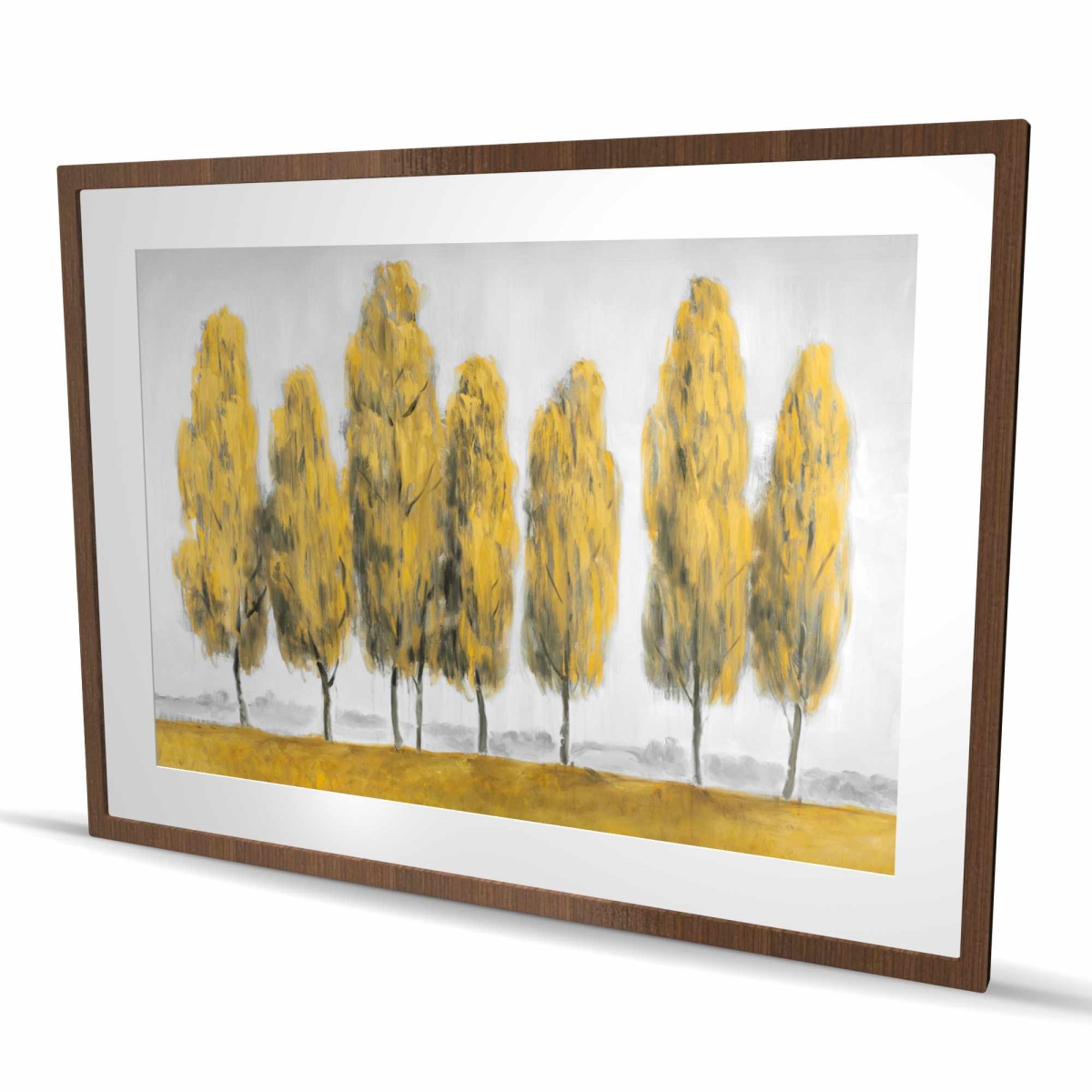 C1FM3648LN741S 36 x 48 in. Abstract Yellow Trees - Gray Modern Framed Matted Print