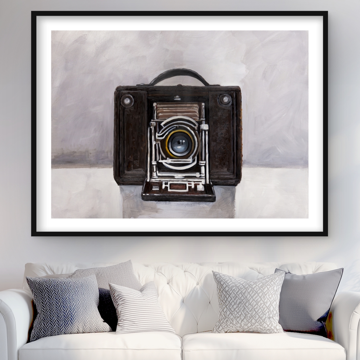 C1FM3648ASC8MS 36 x 48 in. Old Camera - Vintage Man Cave Framed Matted Print Decor