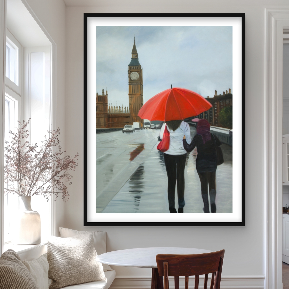 C1FM36482M9PDF 36 x 48 in. British Under Umbrella Big Ben Print - Framed Matted Decor