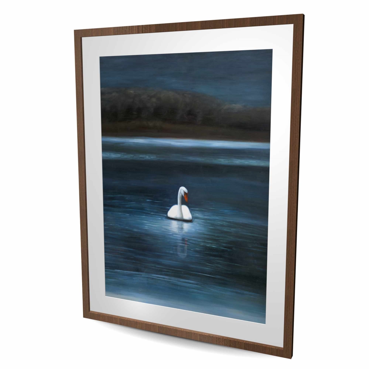 C1FM36482X6PY2 36 x 48 in. Beautiful Swan - Coastal Romantic Framed Matted Print Decor