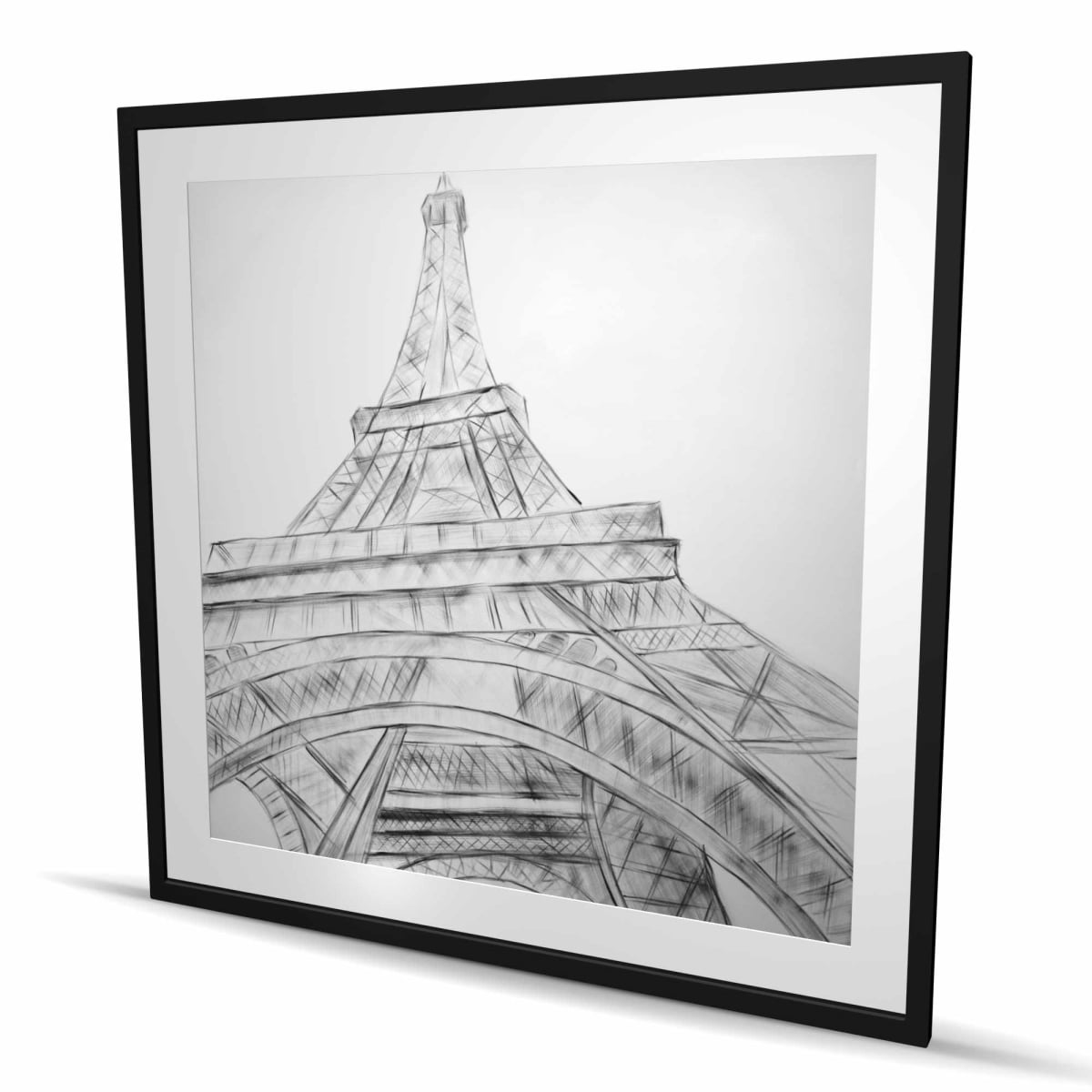 C1FM4848HE3R68 48 x 48 in. Eiffel Tower Sketch Black & White - Gray Building Print