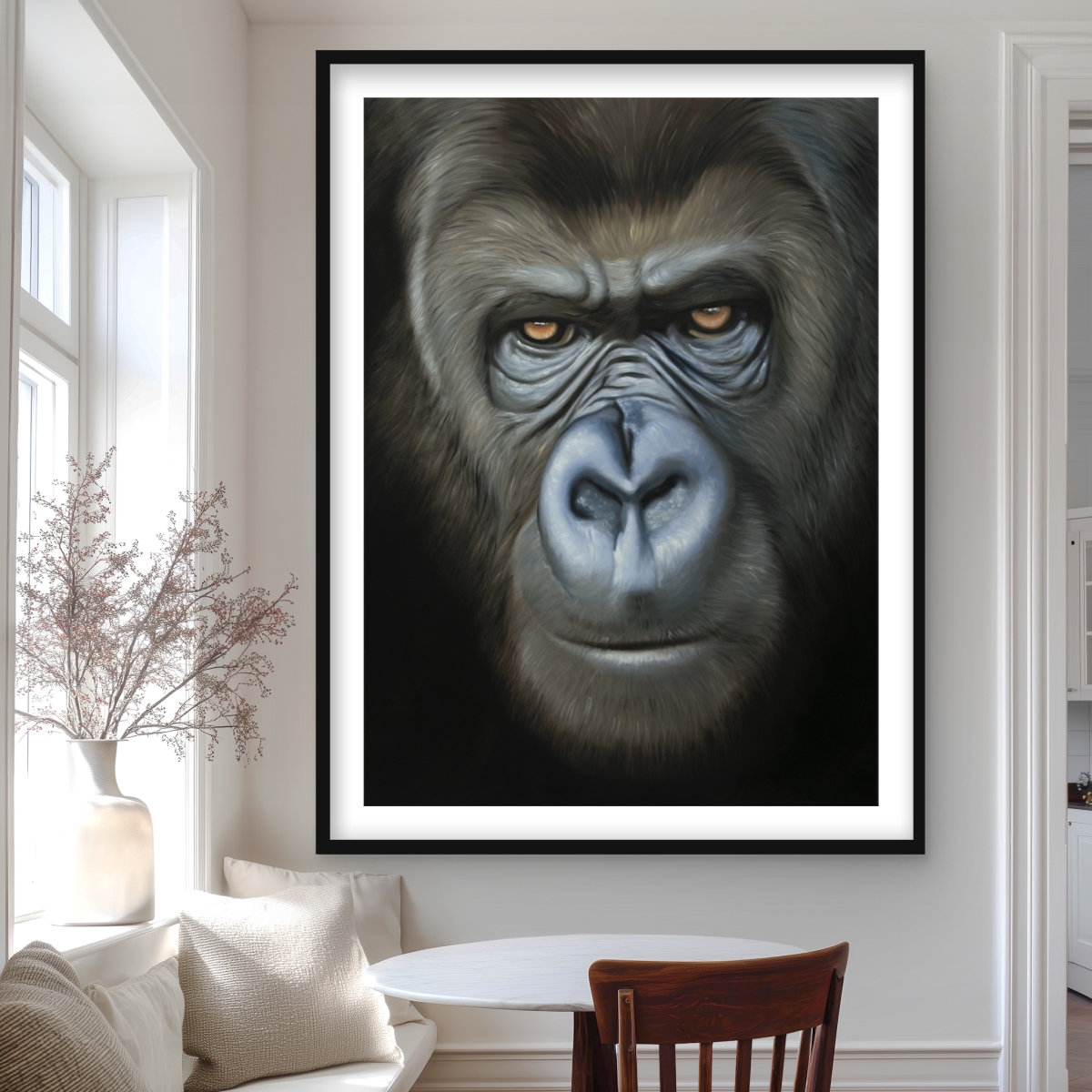 C1FM3648XACDYM 36 x 48 in. Gorilla Face - Man Cave Brown Framed Matted Print Decor