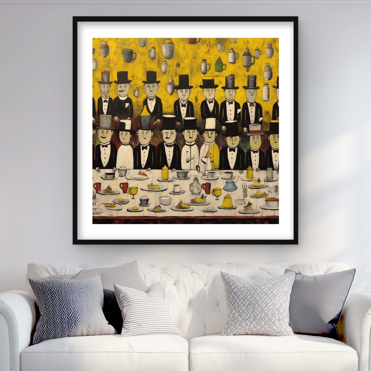 C1FM3636PEC3PM 36 x 36 in. Discreet Banquet - Food Kitchen Framed Matted Print Decor