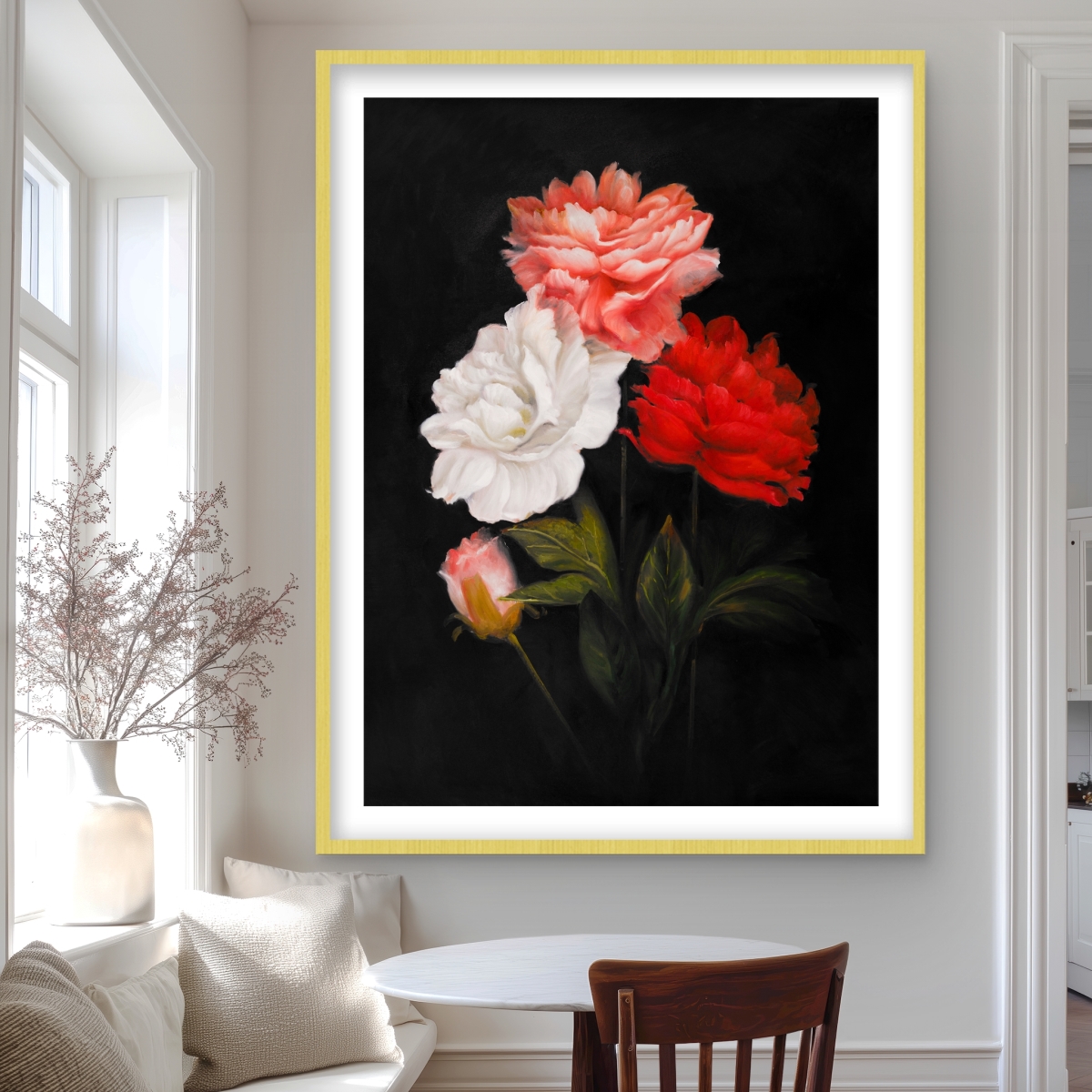 C1FM3648VS3DJD 36 x 48 in. Small Bundle of Roses - Romantic Floral Framed Print Decor