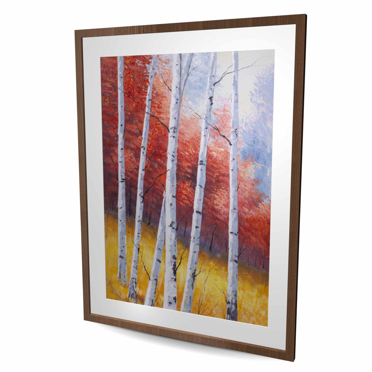 C1FM3648MV5YQK 36 x 48 in. Fall Landscape with Birches - Yellow Framed Matted Print