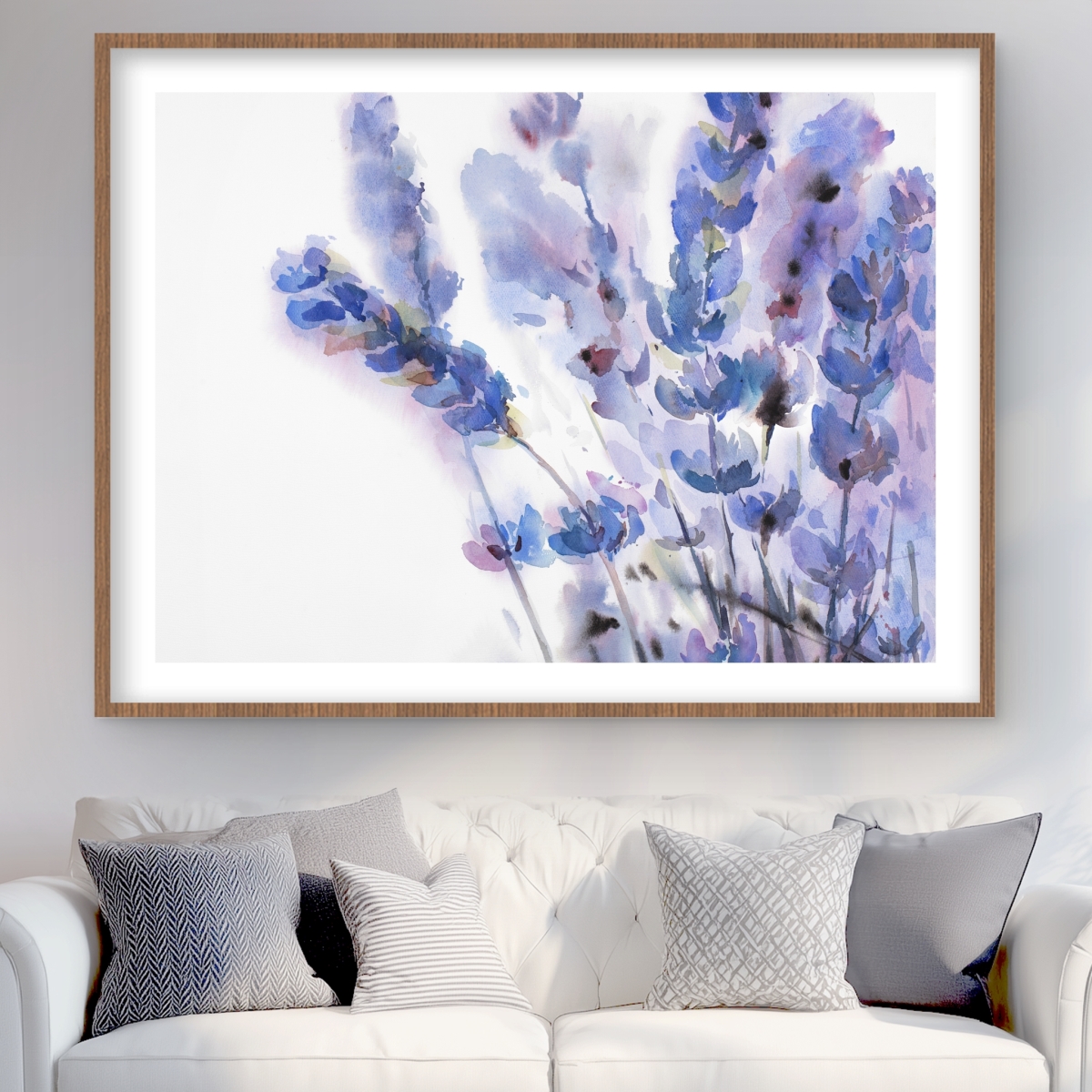 C1FM3648D5NOPI 36 x 48 in. Watercolor Lavender Flowers - Farmhouse Office Framed Print