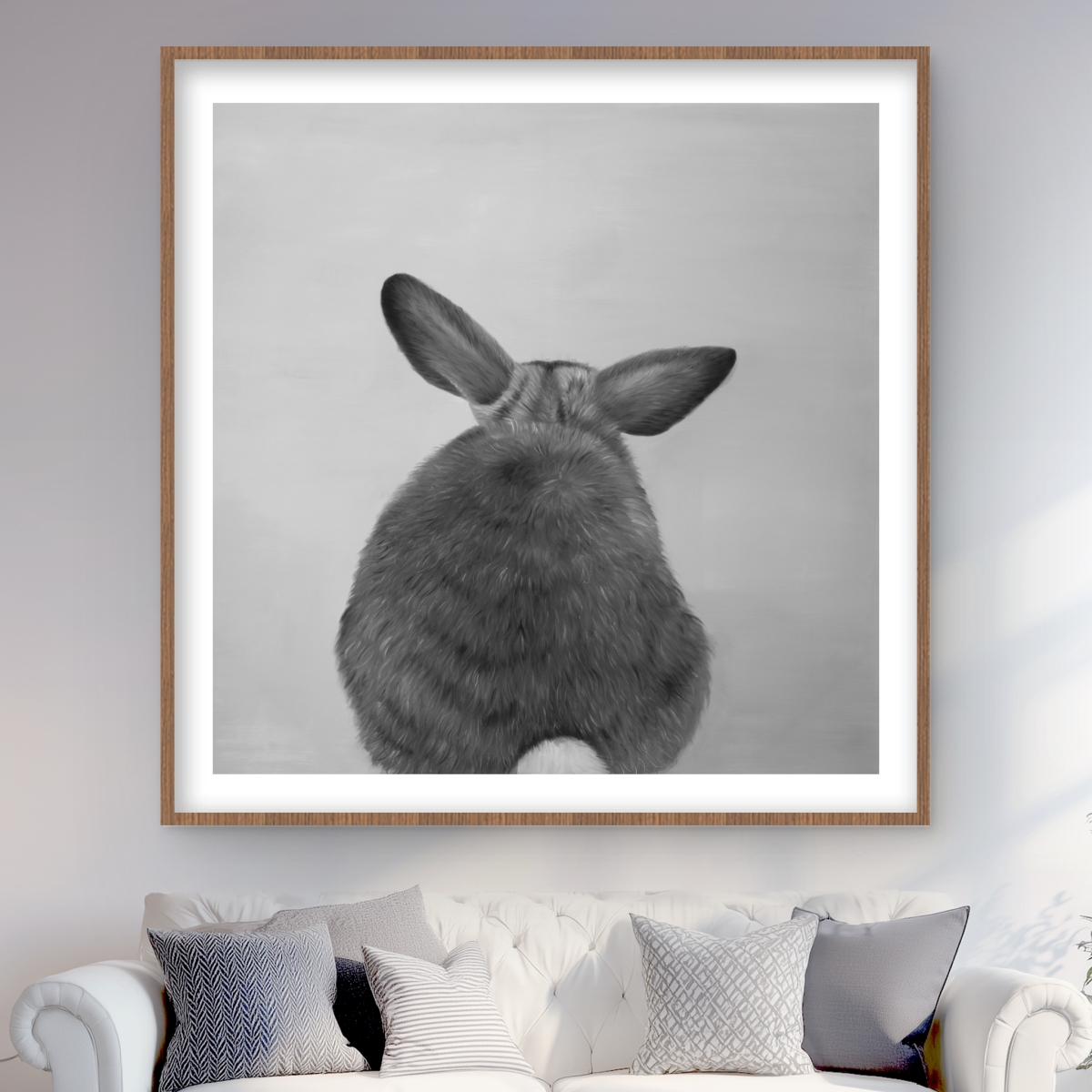 C1FM4848K2RAUS 48 x 48 in. Little Rabbit From Behind - Hyperrealist Black Framed Print