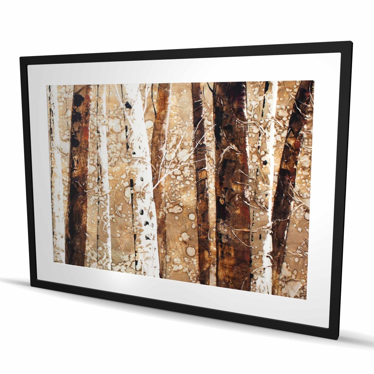C1FM36486USJBW 36 x 48 in. Tree Trunks - Rustic Bedroom Framed Matted Print for Decor