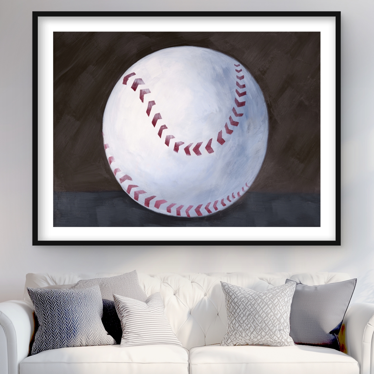 C1FM3648WEGG7S 36 x 48 in. Baseball Ball Still Life Print - White Framed Matted Decor