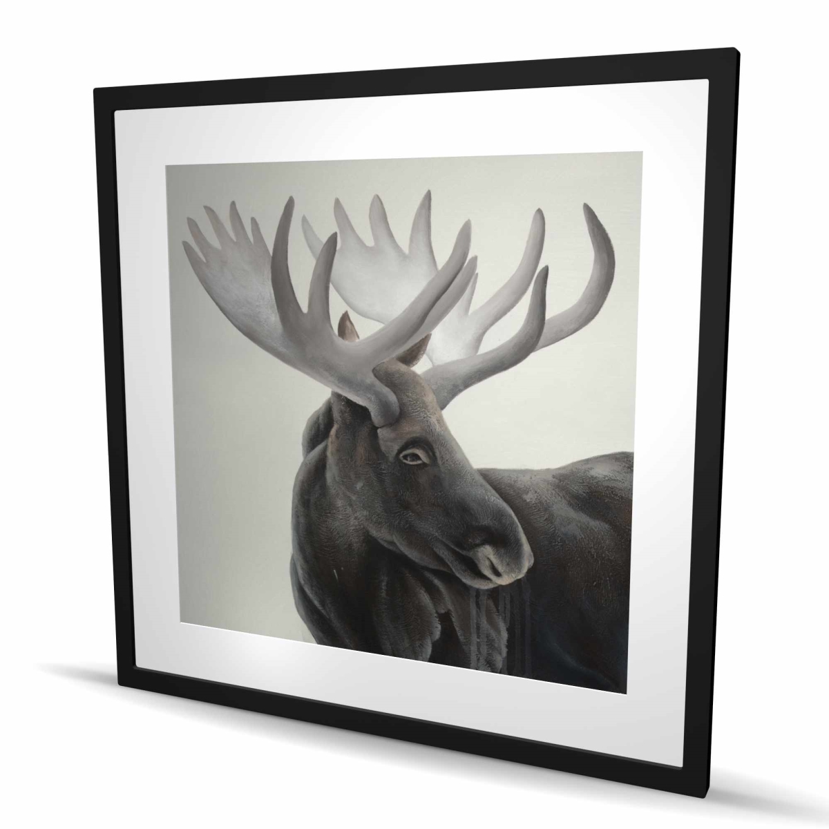 C1FM3636SOO2LX 36 x 36 in. Grayscale Moose Profile - Framed Matted Print - Home Decor