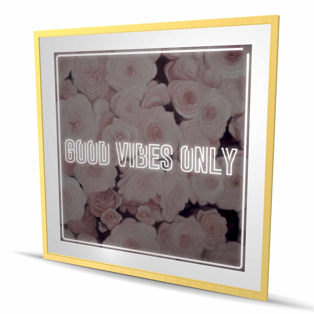 C1FM484838S8I9 48 x 48 in. Good Vibes Only - Roses - Retro Livingroom Framed Print