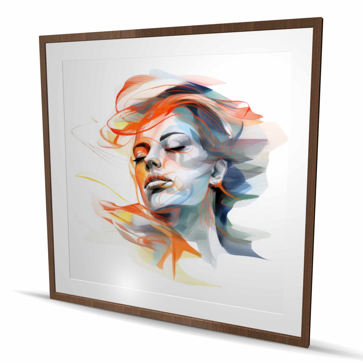 C1FM484861BJ19 48 x 48 in. Beauty Waves - Blue Pattern Framed Matted Print - Home Decor