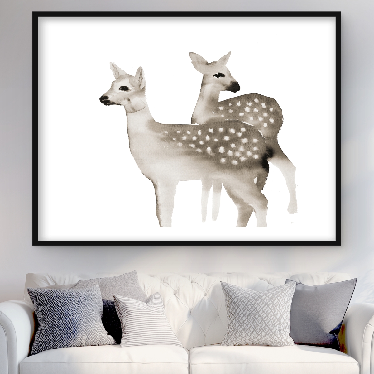 C1FM36486R3TK3 36 x 48 in. Brown Faons - Rustic Framed Matted Print for Home Decor