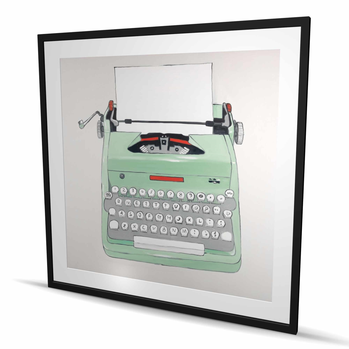 C1FM4848UWXAWJ 48 x 48 in. Mint Typewriter - Neo Mint Retro Framed Matted Print Decor