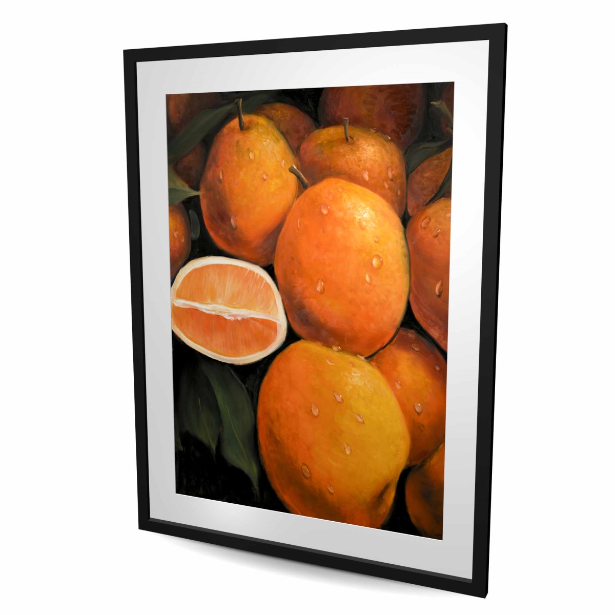 C1FM3648C9YRZF 36 x 48 in. Fresh Oranges - Hyperrealist Gastronomy Framed Print - Decor