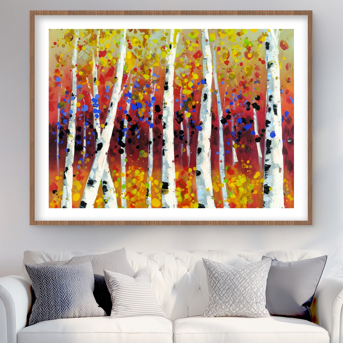 C1FM3648CHOSSV 36 x 48 in. Colored Birches - Contemporary Trees Framed Matted Print
