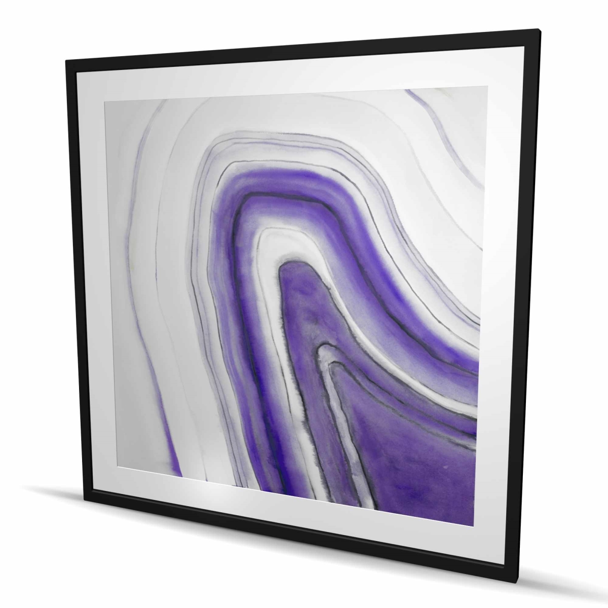 C1FM484869UJEM 48 x 48 in. Purple Round Geode - Framed Matted Print for Home Decor