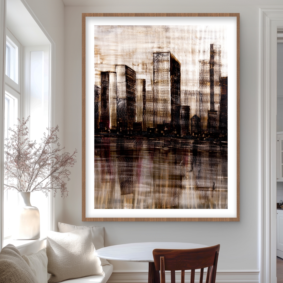 C1FM3648APP2CR 36 x 48 in. Sketch of the City - Framed Matted Print for Home Decor