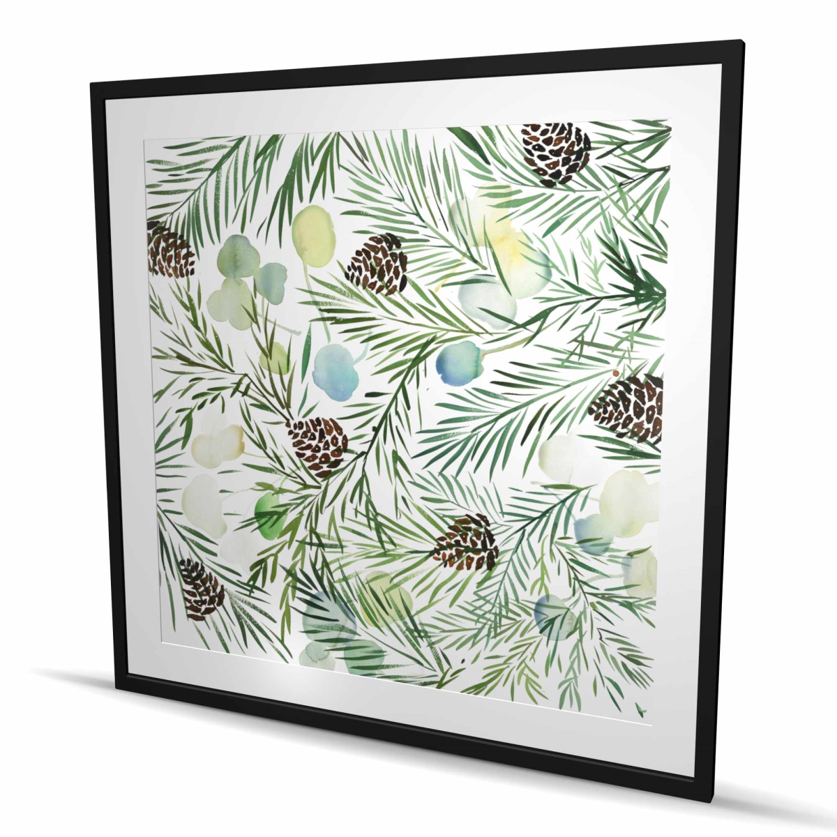 C1FM484888TQU4 48 x 48 in. Pine Cone Pattern Framed Matted Print for Living Room Decor