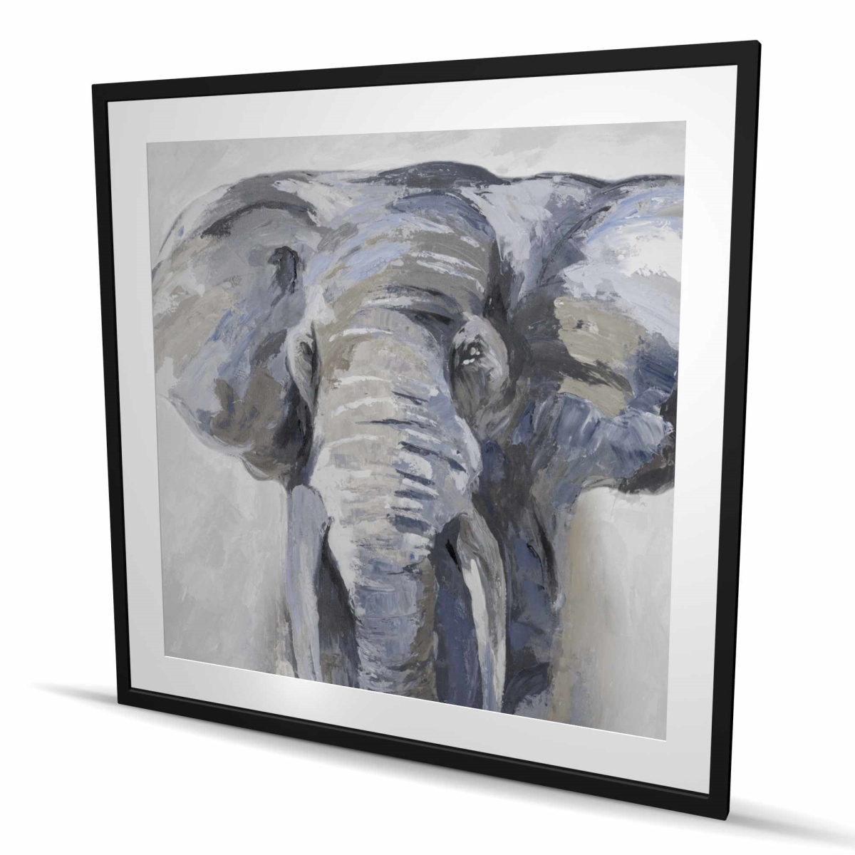 C1FM4848AT8ONP 48 x 48 in. Pastel Blue Elephant - Framed Matted Print for Home Decor