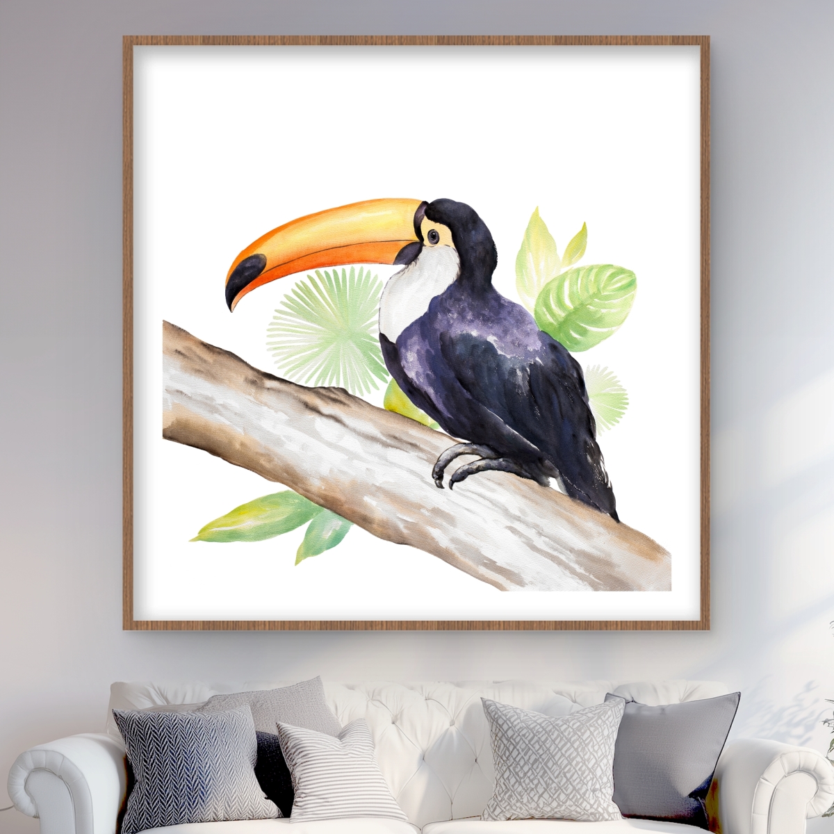 C1FM48482B47VR 48 x 48 in. Toucan Perched - Exotic Animals Framed Matted Print Decor