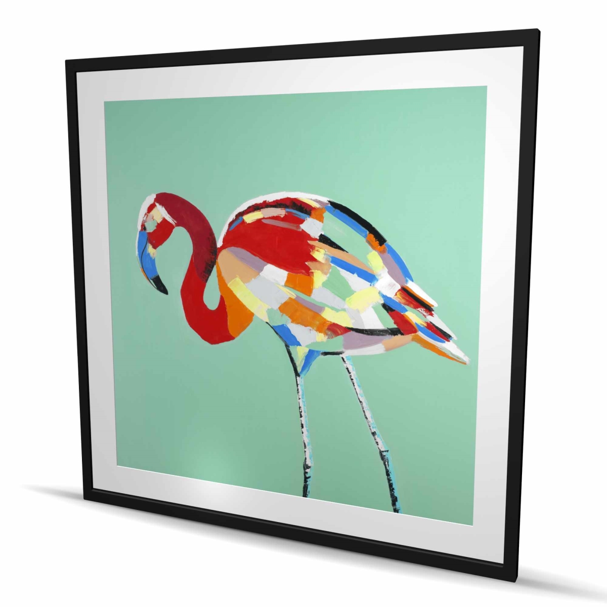 C1FM4848DNUDOO 48 x 48 in. Multicolored Flamingo - Red Exotic Framed Matted Print Decor