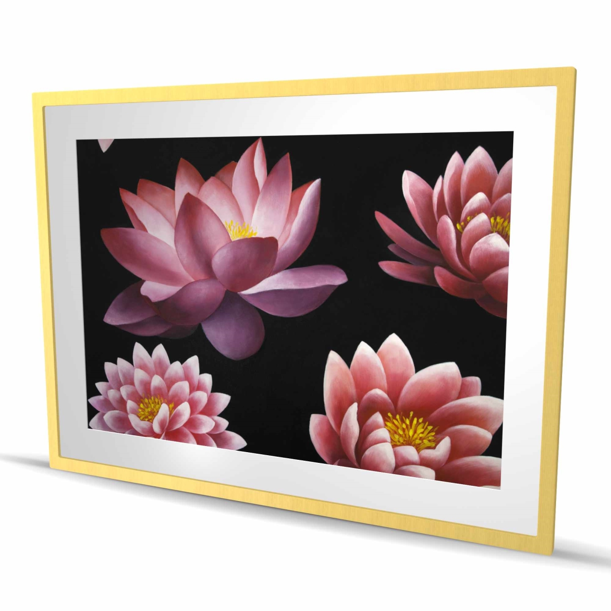 C1FM3648S6ISLX 36 x 48 in. Lotus Flower Pattern - Framed Matted Print for Bedroom Decor