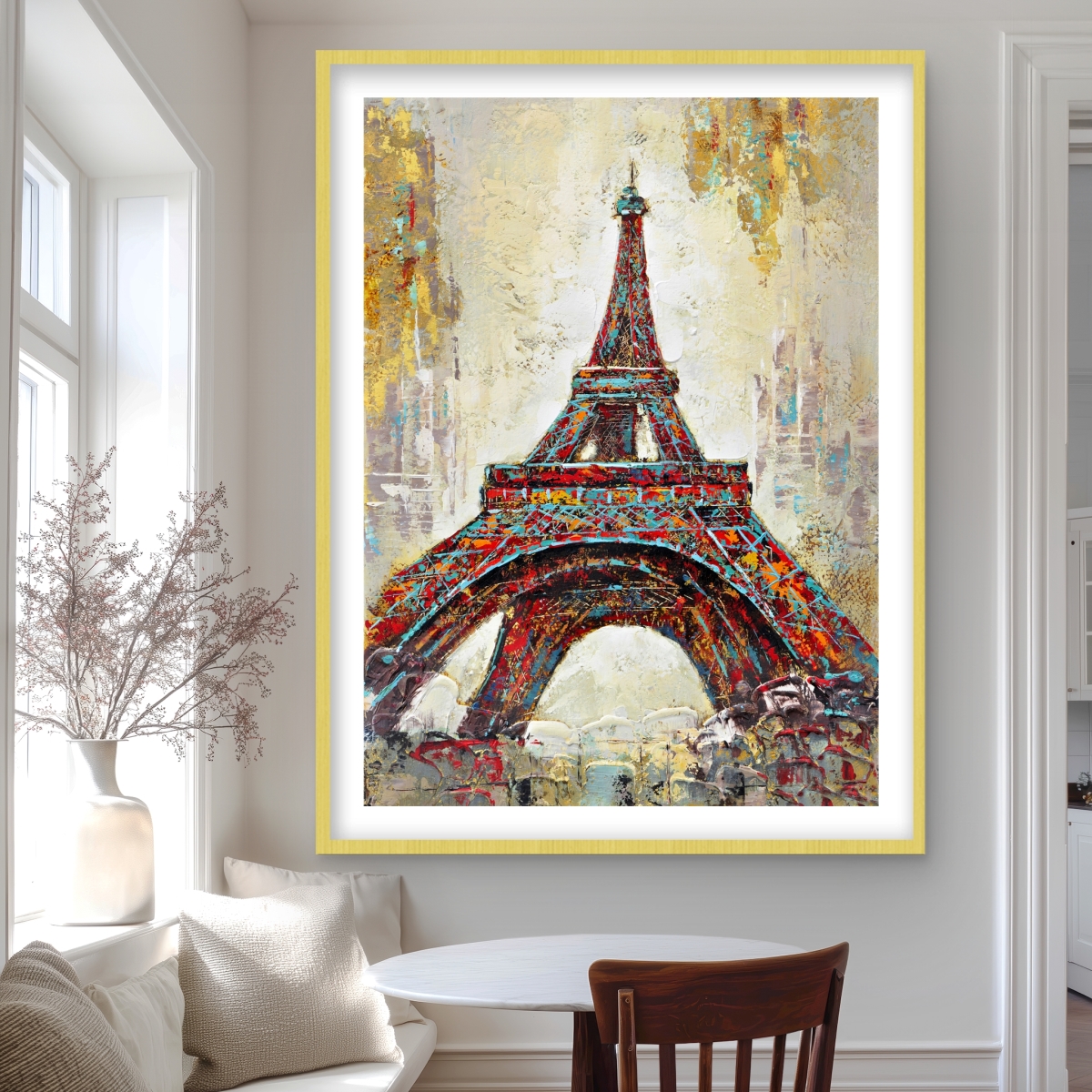 C1FM3648SGGENO 36 x 48 in. Abstract Eiffel Tower - Framed Matted Print for Home Decor