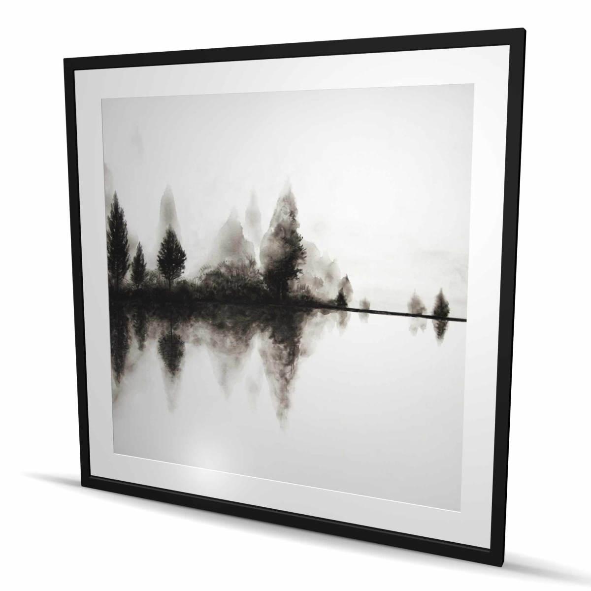 C1FM4848FCB8TD 48 x 48 in. Reflection - White Office Framed Matted Print for Home Decor