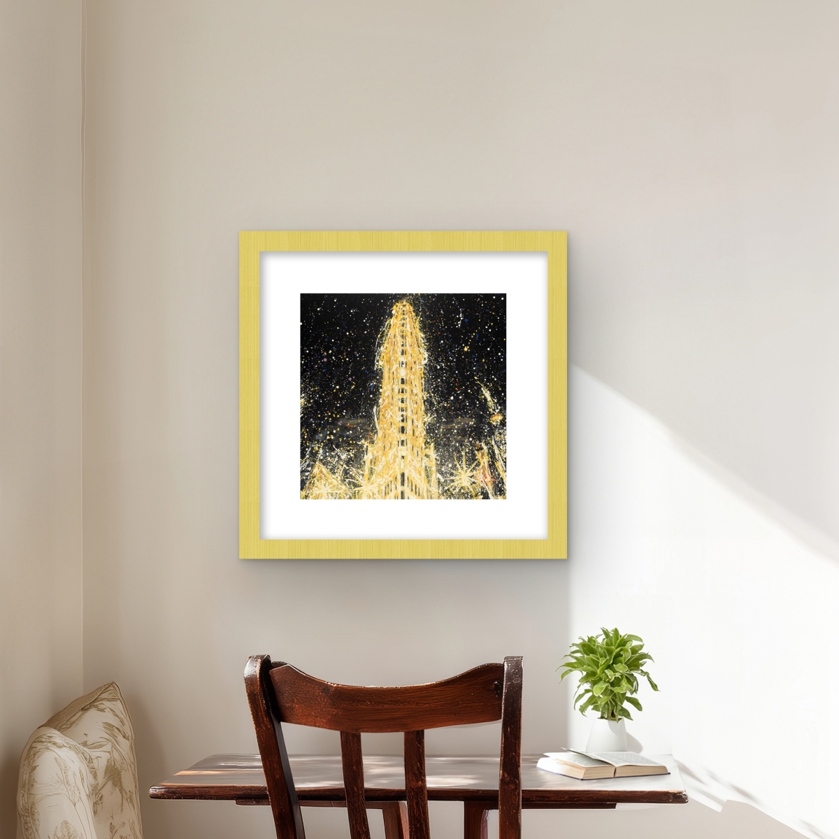 C1FM1616NCTE77 16 x 16 in. Abstract Flatiron Building Framed Print - Home Decor Art