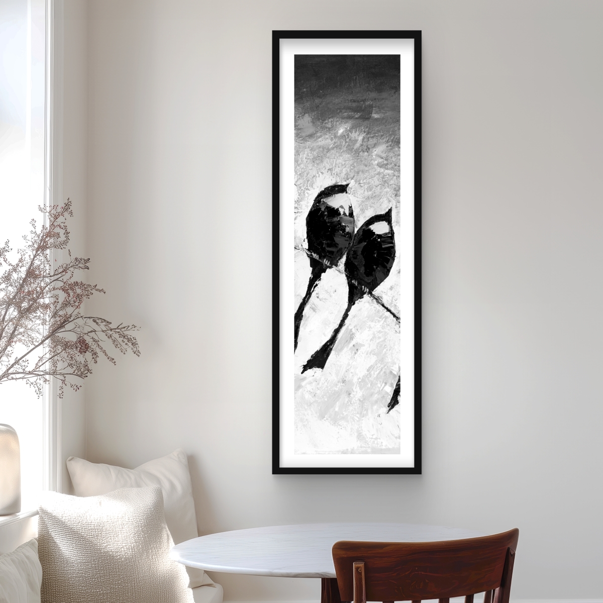 C1FM1648GI1YE8 16 x 48 in. Five Birds Perched - Framed Matted Print for Home Decor