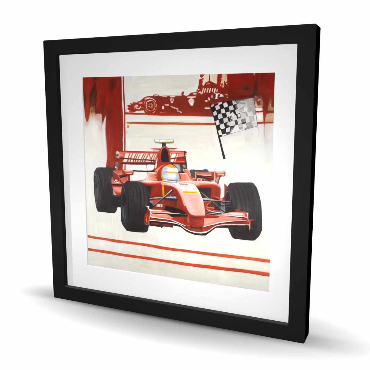 C1FM2424MEN2CP 24 x 24 in. Formule 1 Car - Office Hobbies Framed Matted Print Decor