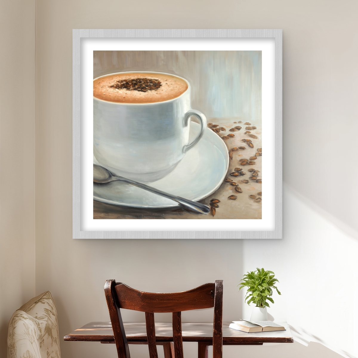 C1FM2424NLLI6S 24 x 24 in. Cappuccino Time - Kitchen Still Life Framed Print for Decor