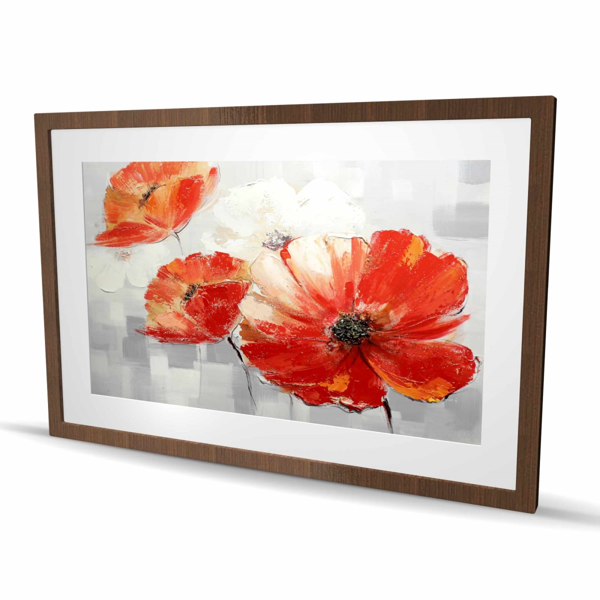 C1FM2436UJKLYC 24 x 36 in. Abstract Red Wild Flowers - Botanical Framed Print for Decor