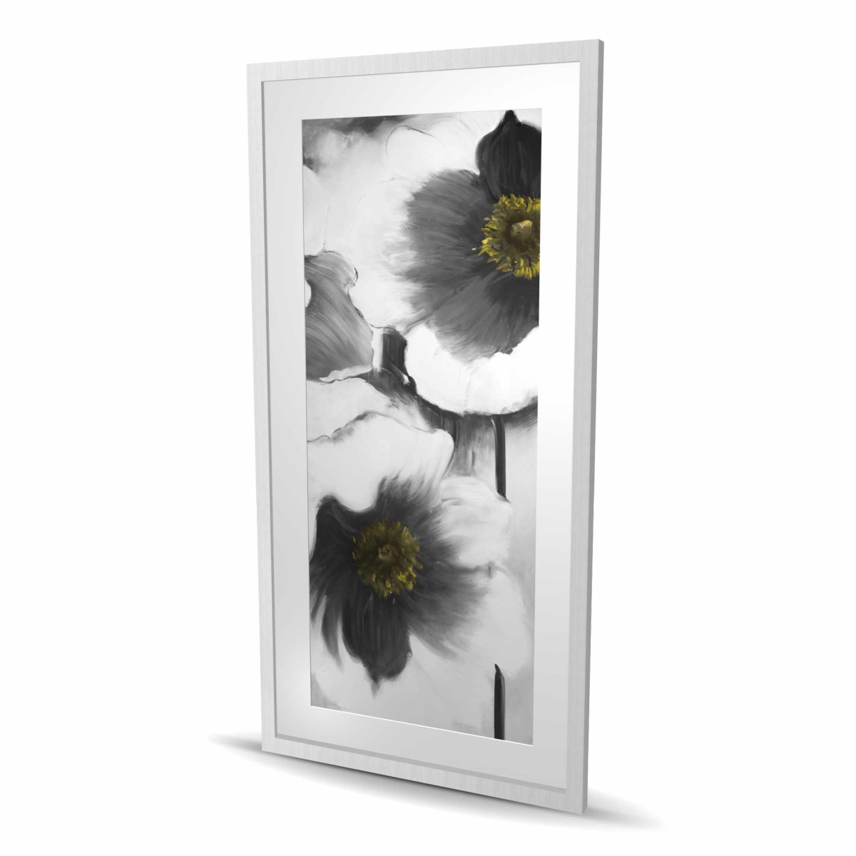 C1FM24480Z8CE1 24 x 48 in. Black & White Flowers - Romantic Framed Matted Print Decor