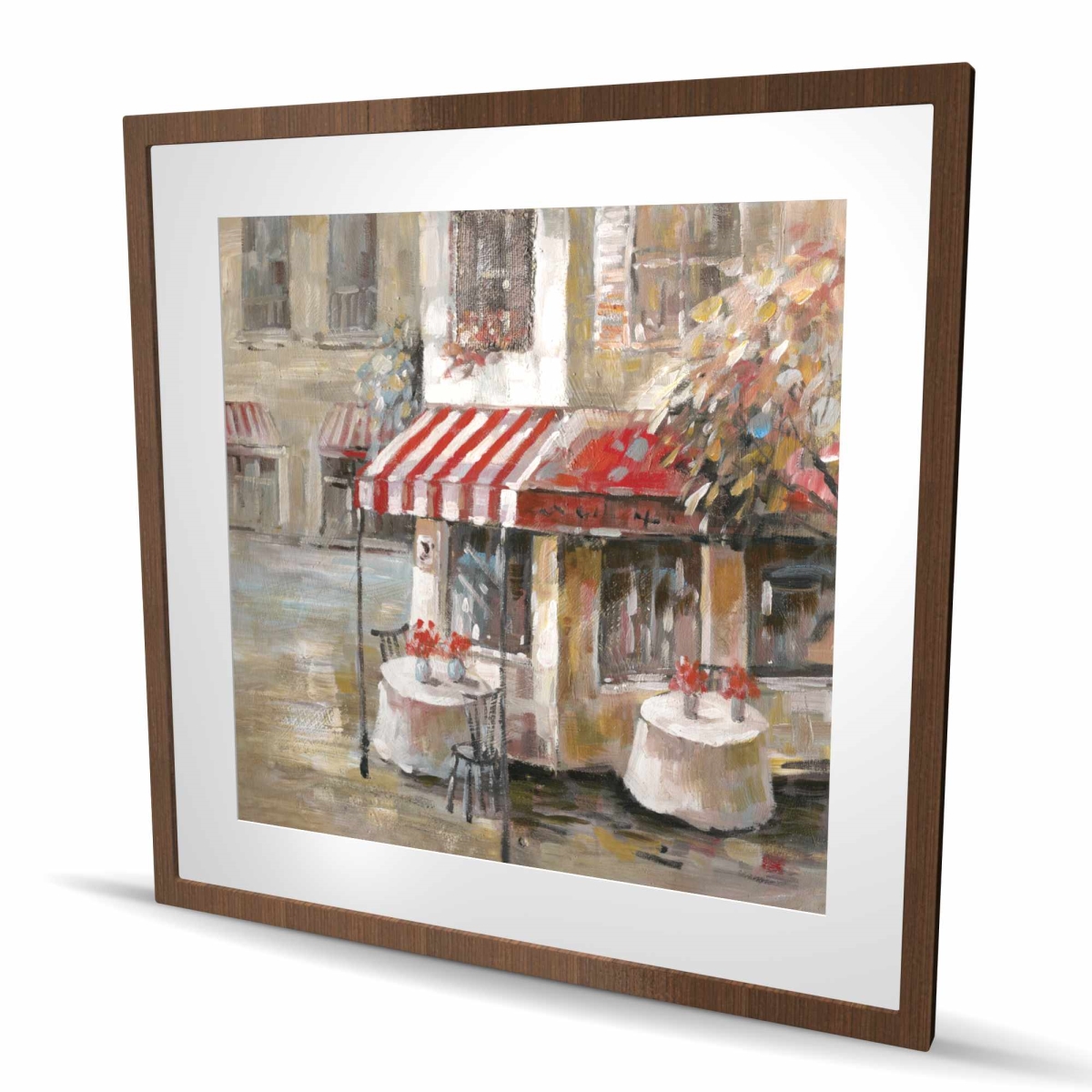 C1FM3636ODD48K 36 x 36 in. Sunny Restaurant Terrace - Beige Framed Matted Print Decor