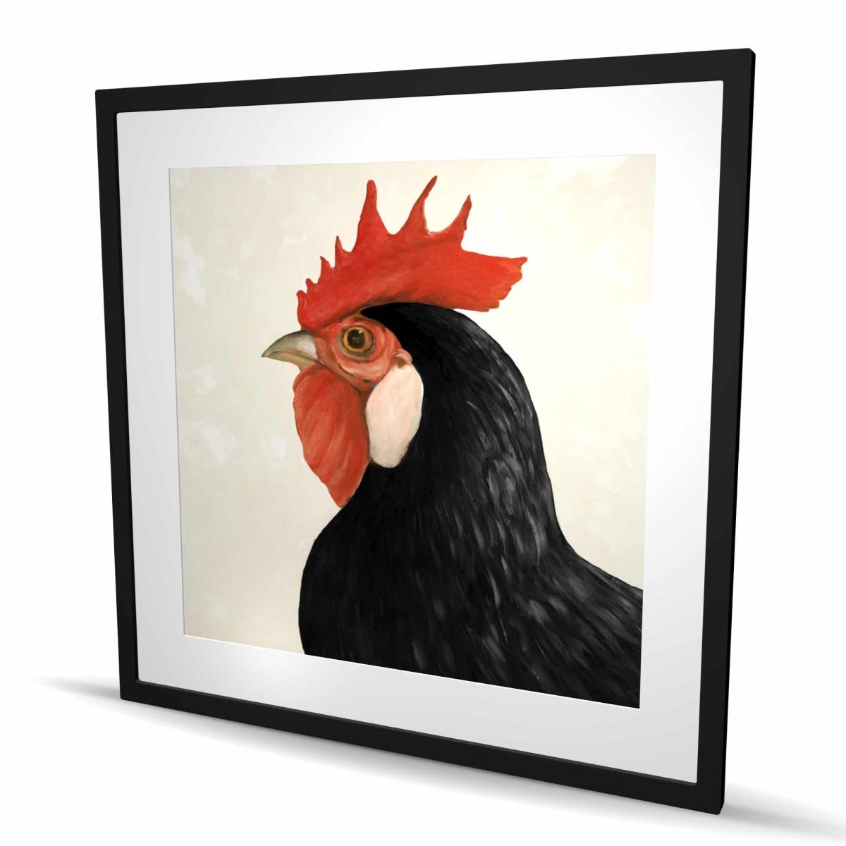 C1FM3636P5V29N 36 x 36 in. Beautiful Black Hen - Kitchen Black Framed Matted Print