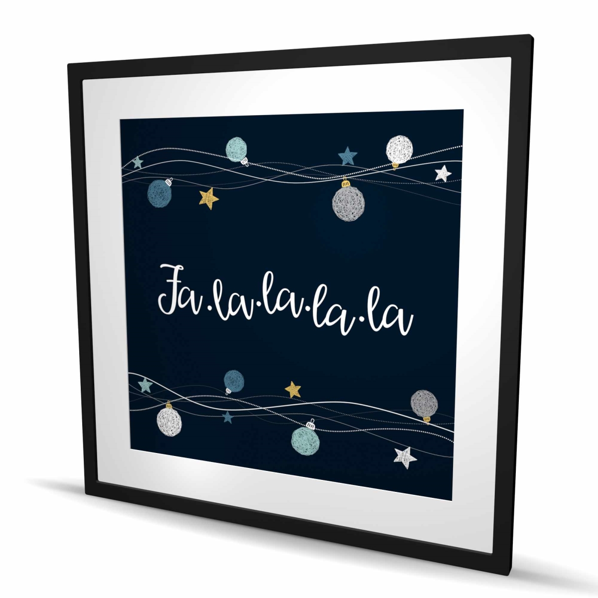 C1FM3636QR2PHY 36 x 36 in. Fa-La-La-La-La Song - Pattern Blue Framed Matted Print Decor