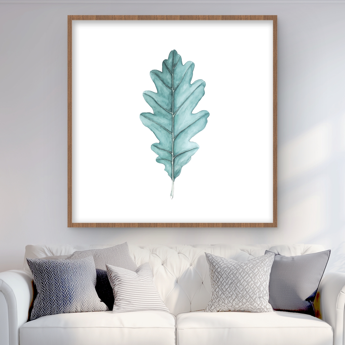 C1FM3636SI8QJ5 36 x 36 in. Oak Leaf - Framed Matted Green Leaves Print for Home Decor