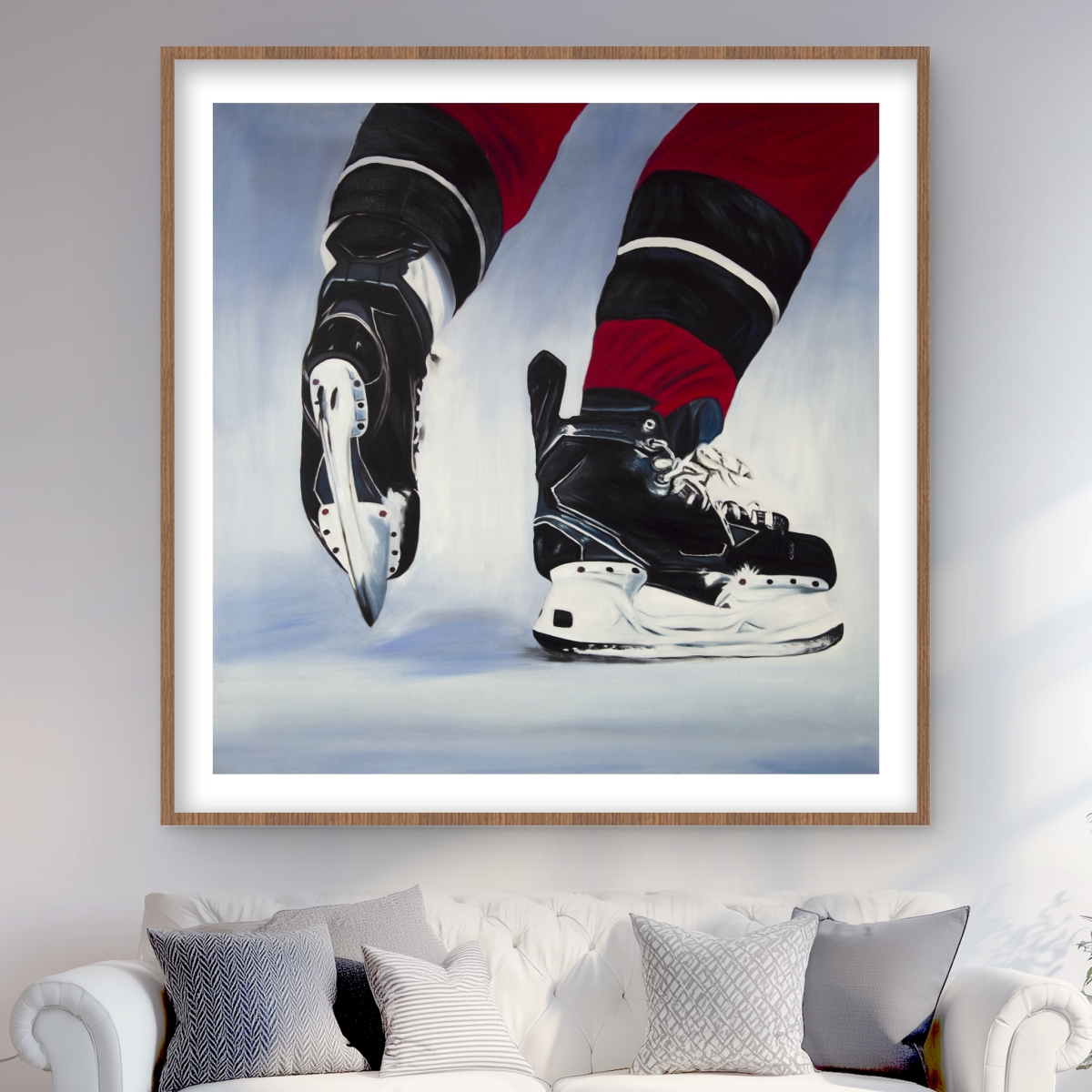 C1FM4848KC5D8Z 48 x 48 in. Hockey Player - Man Cave Shoes Framed Matted Print Decor