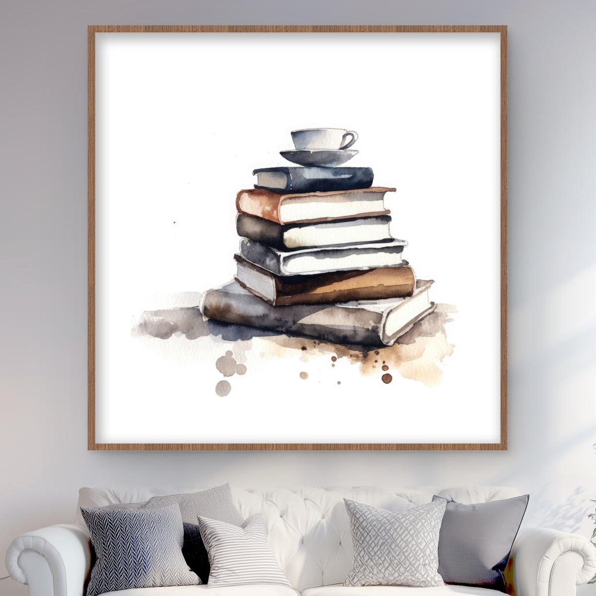 C1FM4848OKV34N 48 x 48 in. Caffeinated Books - Kitchen Food Framed Matted Print Decor